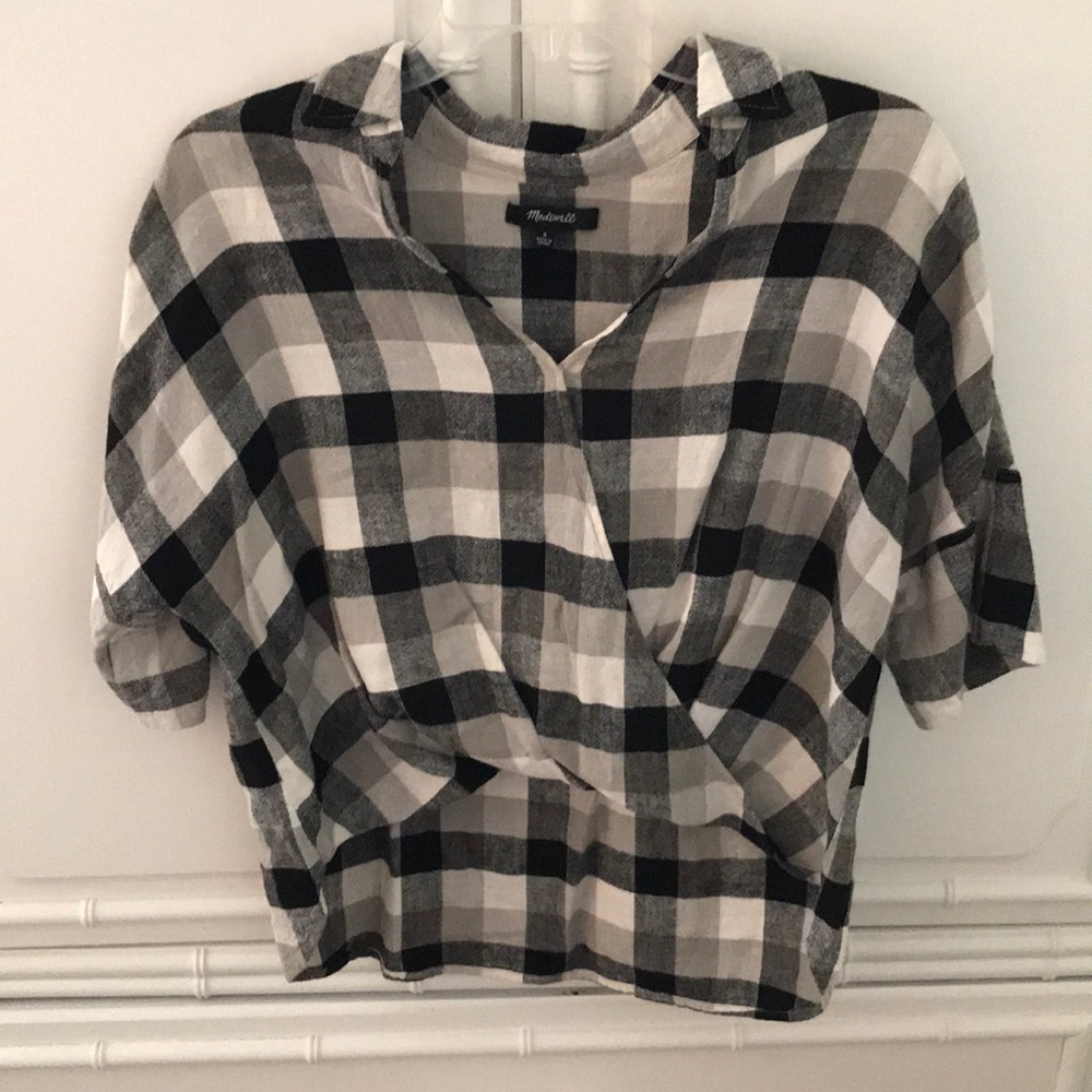 Madewell Gingham Cross Top